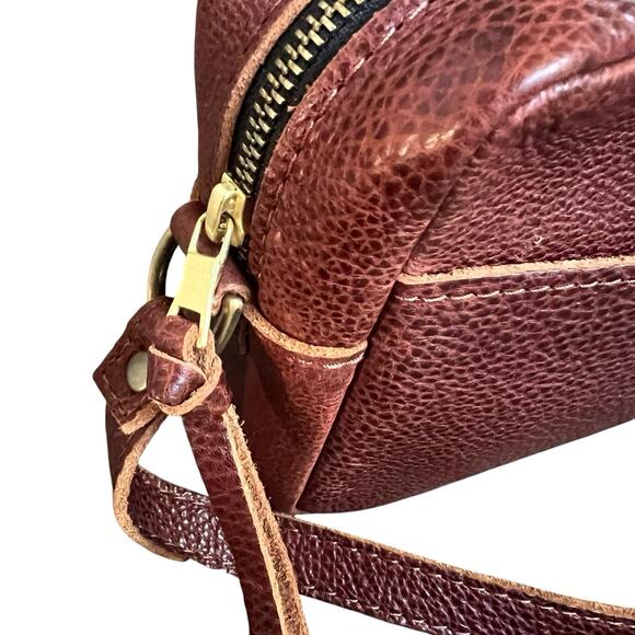 Portland Leather Large Brown Nutmeg Pebbled Leather Camera Bag Purse Crossbody - Picture 5 of 16